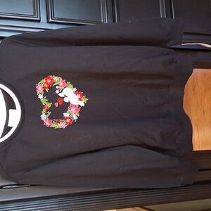 Alfred Dunner Valentine's Day Black Top with Floral Embroidery NWT